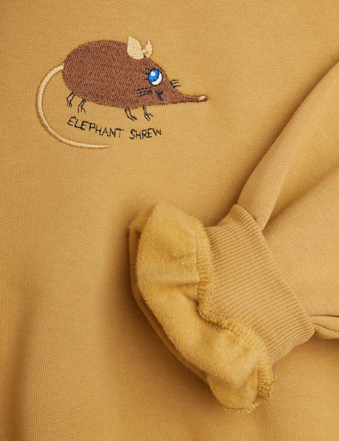 Geel Mini Rodini Baby Sweatshirt met Elephant Shrew borduursel details