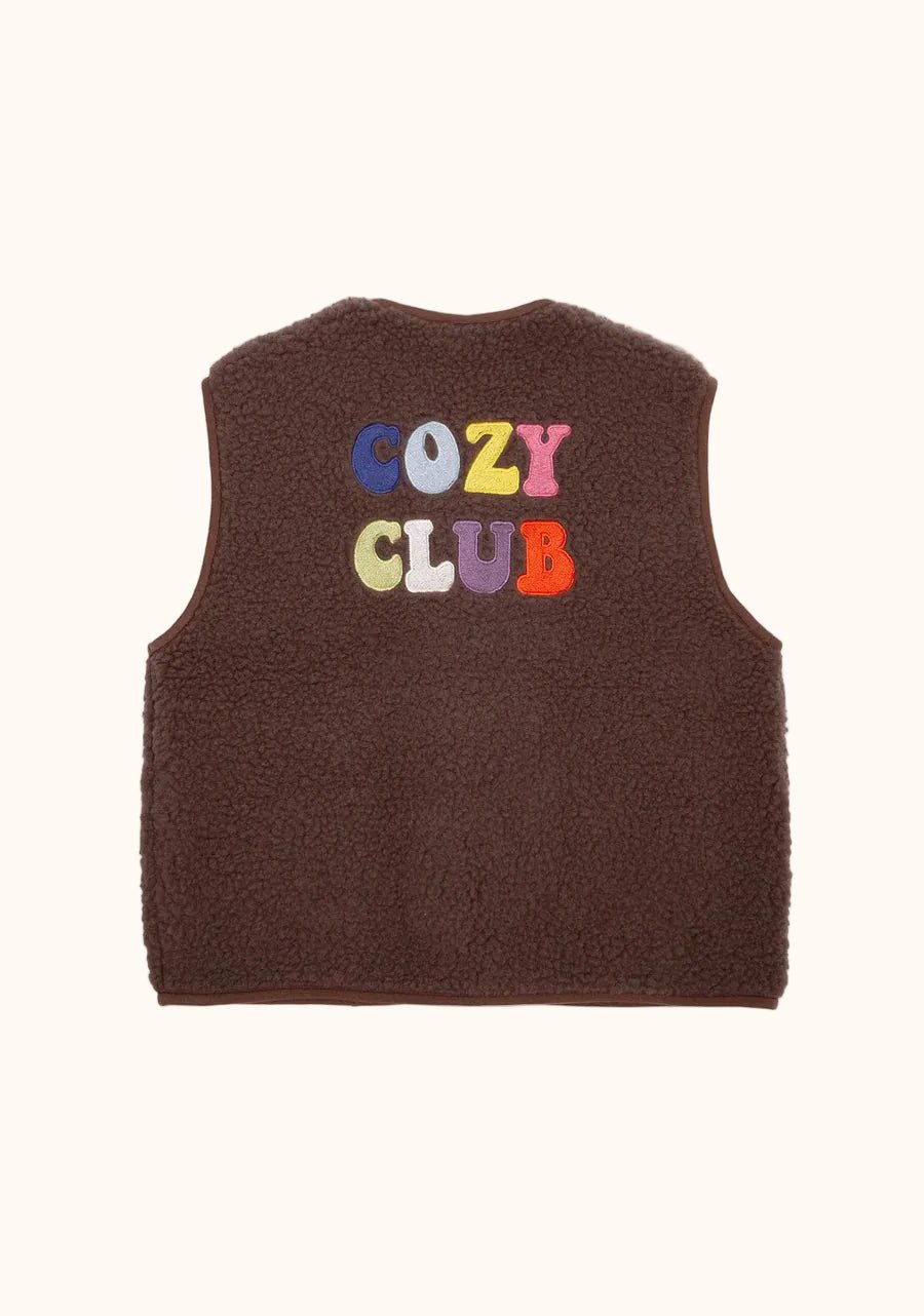 Bruine Salty x Alwero Bodywarmer met Cozy Club achterkant van Salty Stitch