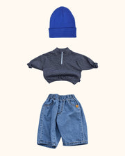 Retro Denim Navy Mini & Kids Look