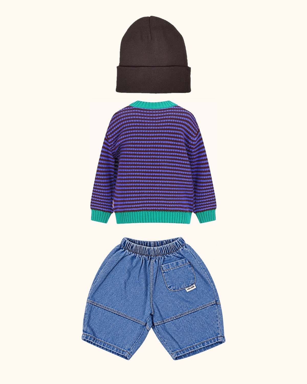 Jamie Denim Baby Look – originale Produkte auf einheitlichem Hintergrund