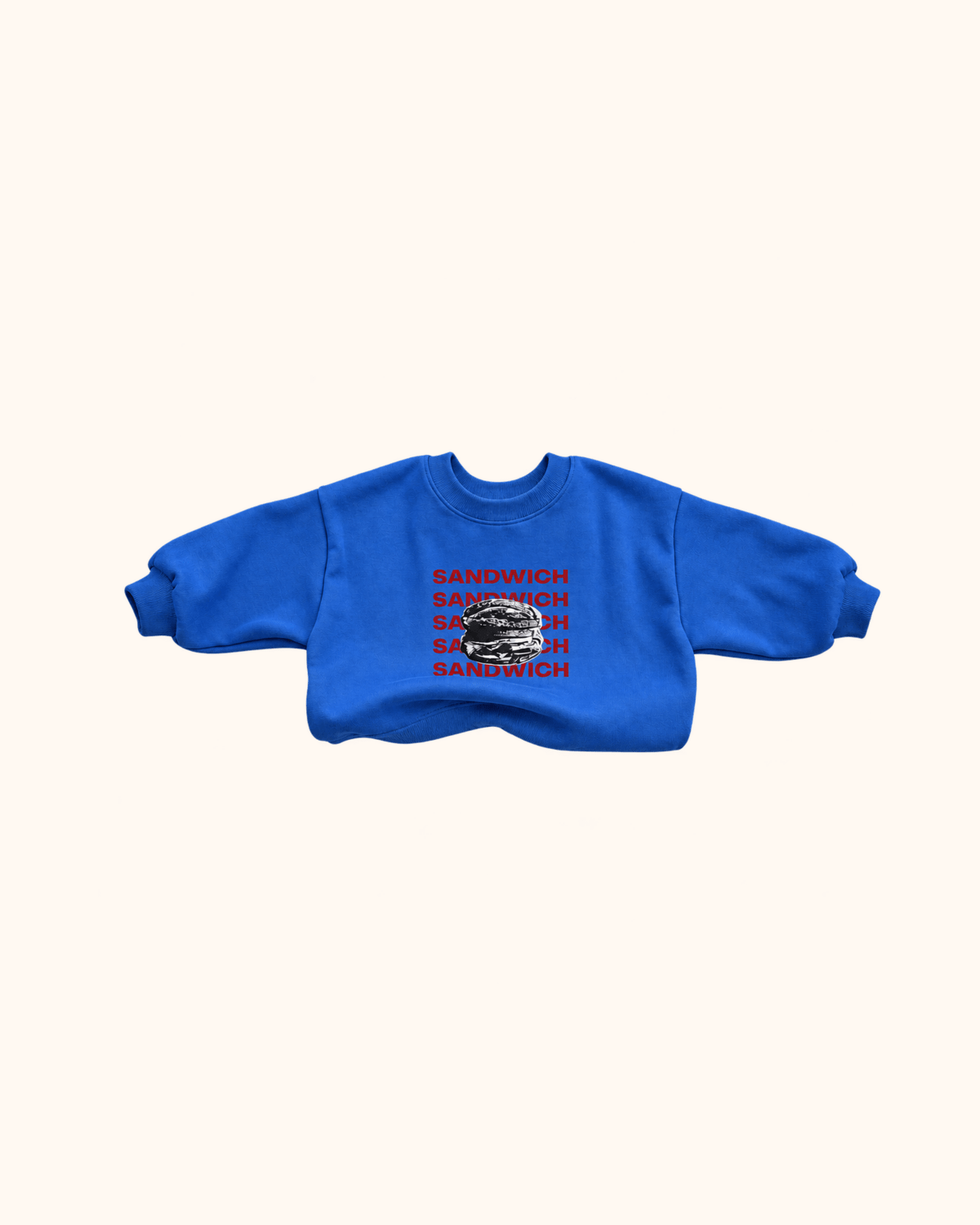 Blaues Snack Club Baby Sweatshirt mit Sandwich Motiv von Black Bean