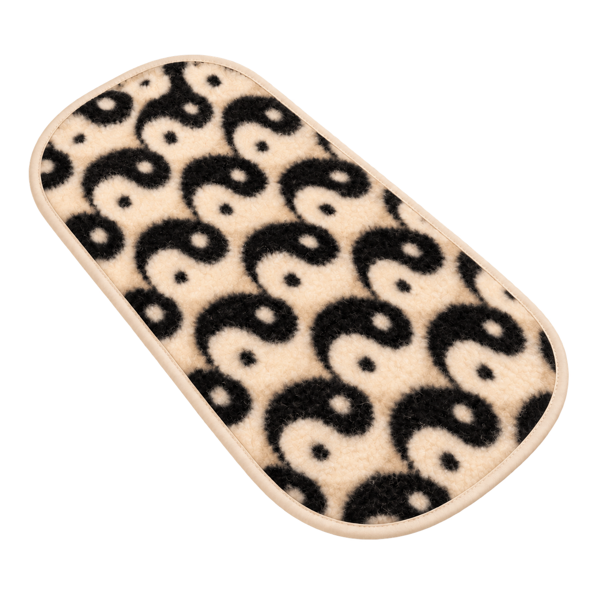 wollen onderlegger voor baby’s met zwart cremefarbenem patroon van We Are Wovens