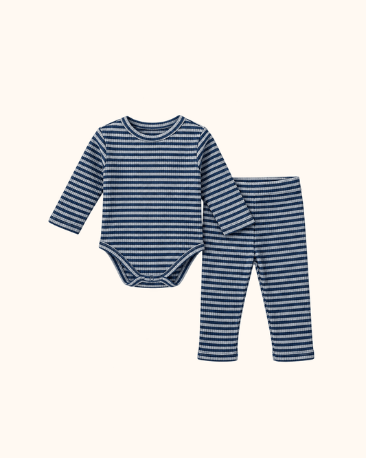Blue striped baby set