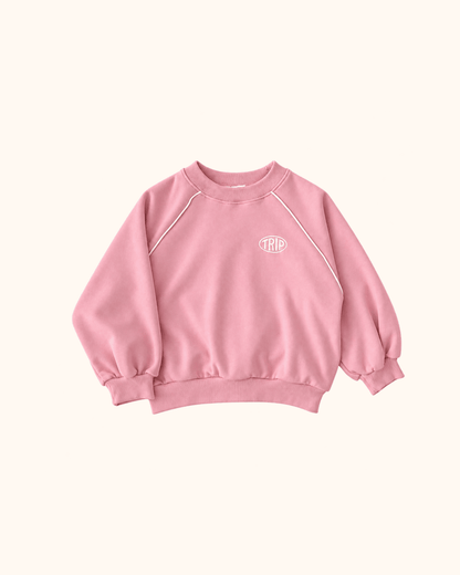 Pinker Pullover mit feinen Streifen
