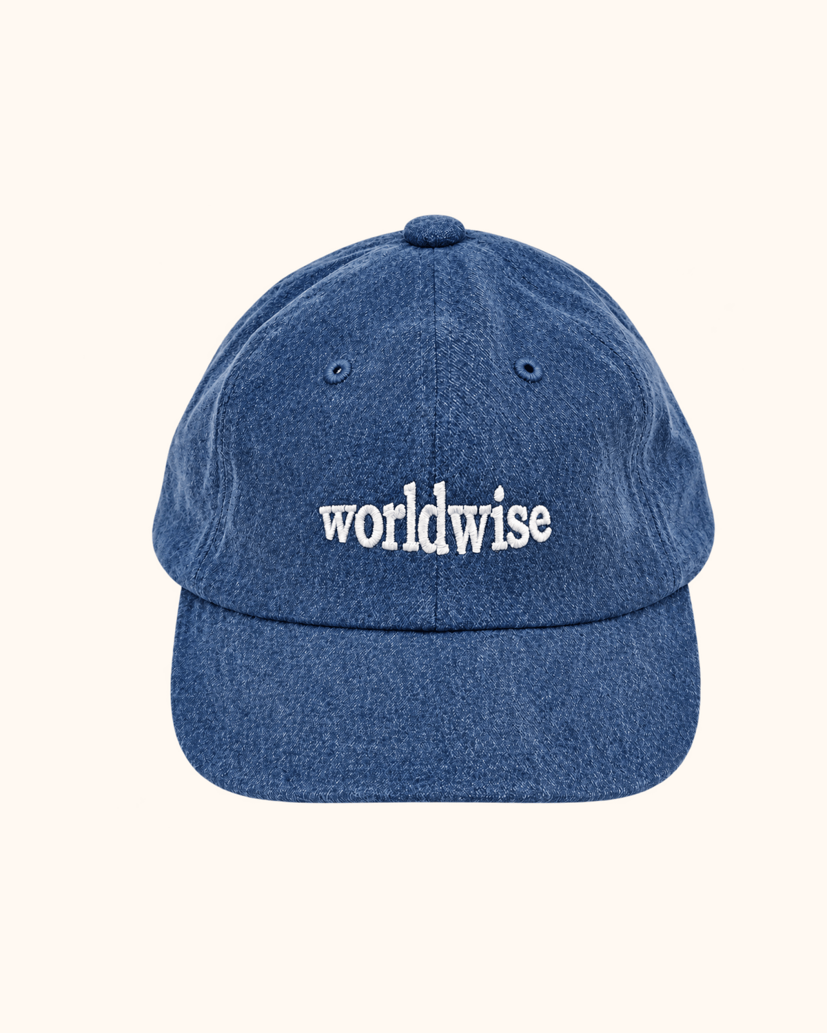 Navyfarbene gewaschene Cap mit Schriftzug vorne