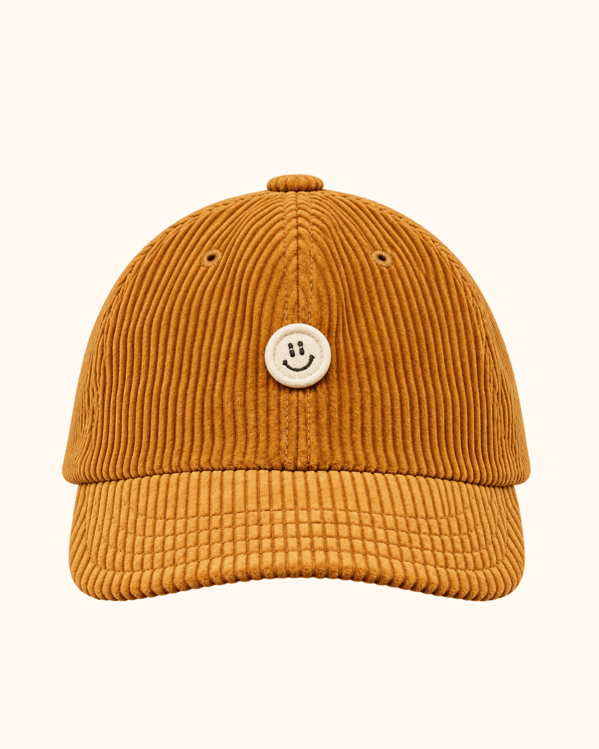 Beige Cord Cap mit kleinem Smile Detail