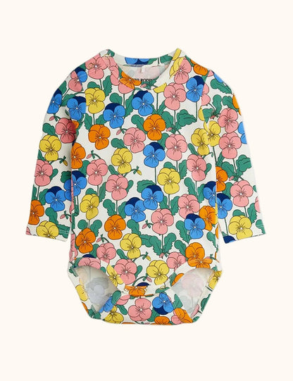 Mini Rodini Violas Baby Body mit buntem Blumenprint Vorderansicht