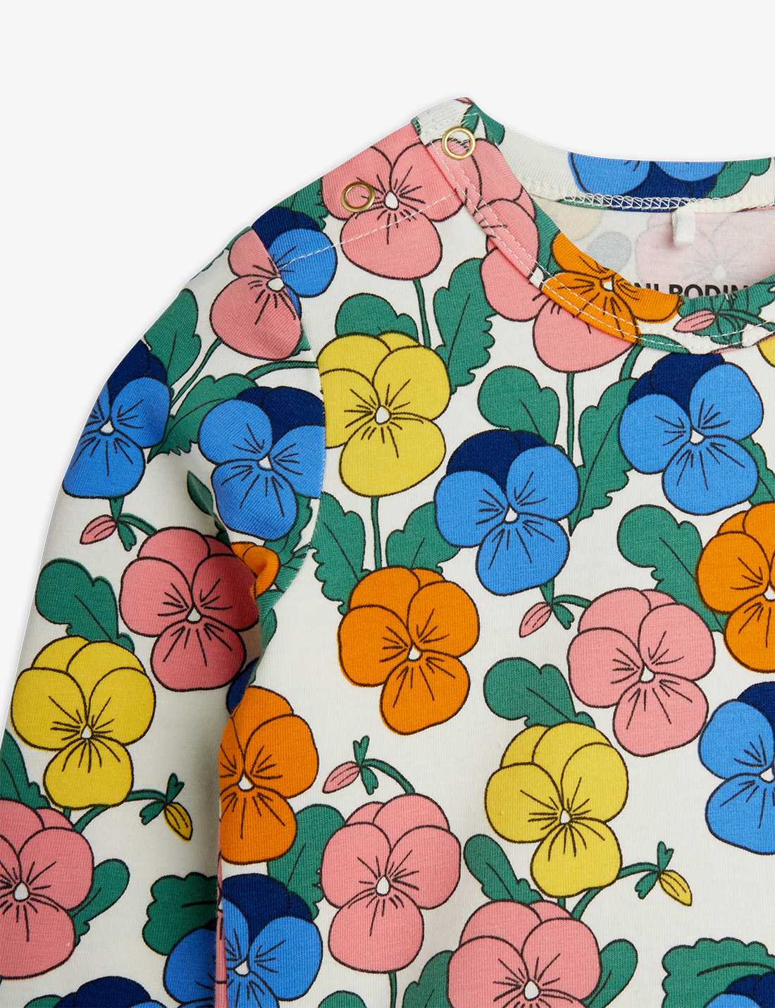 Mini Rodini Violas Baby Body Detail mit buntem Blumenprint