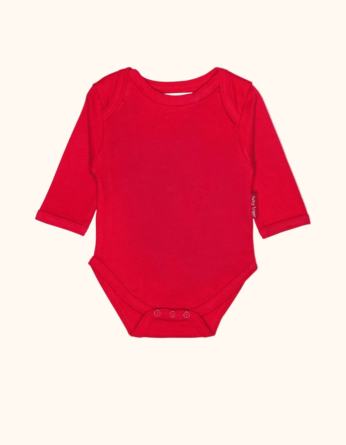 Rode Baby romper met lange mouwen van biologisch katoen van Toby Tiger