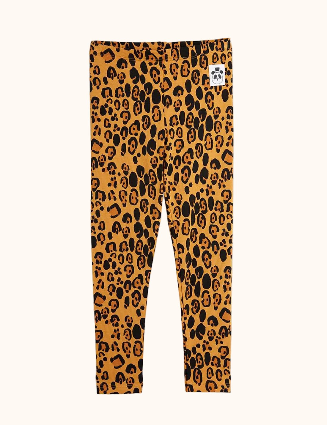 Mini Rodini Baby legging met luipaardprint in bruin en zwart