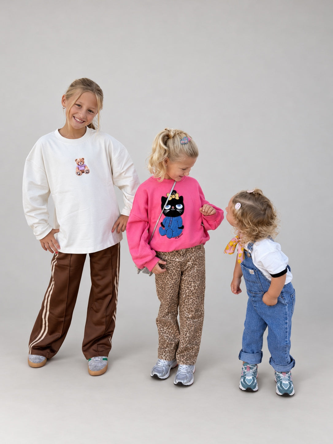 Kinderlooks mit pinkem Cat Sweatshirt