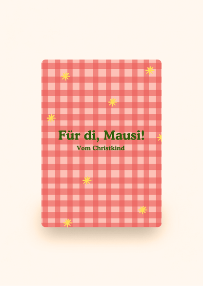 Wenskaart met tekst Für di, Mausi! vom Christkind van Kaartcreaties