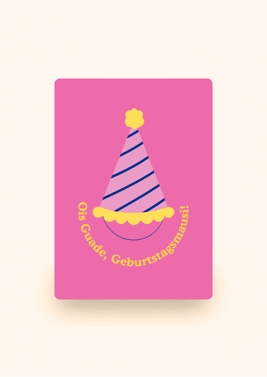 Birthday card with party hat by Kaartcreaties