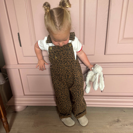 Wild at Heart dungarees with leopard print by Route B