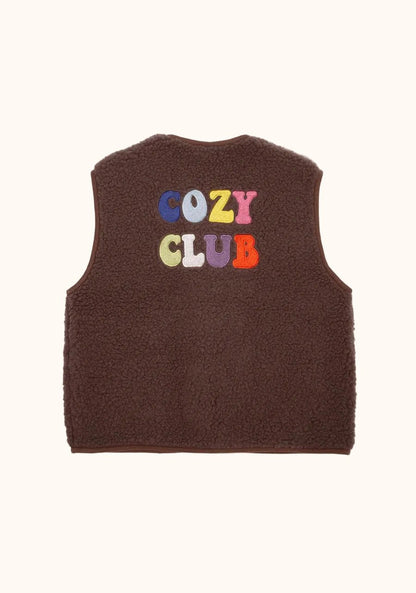 Bruine Salty x Alwero Bodywarmer met Cozy Club achterkant van Salty Stitch