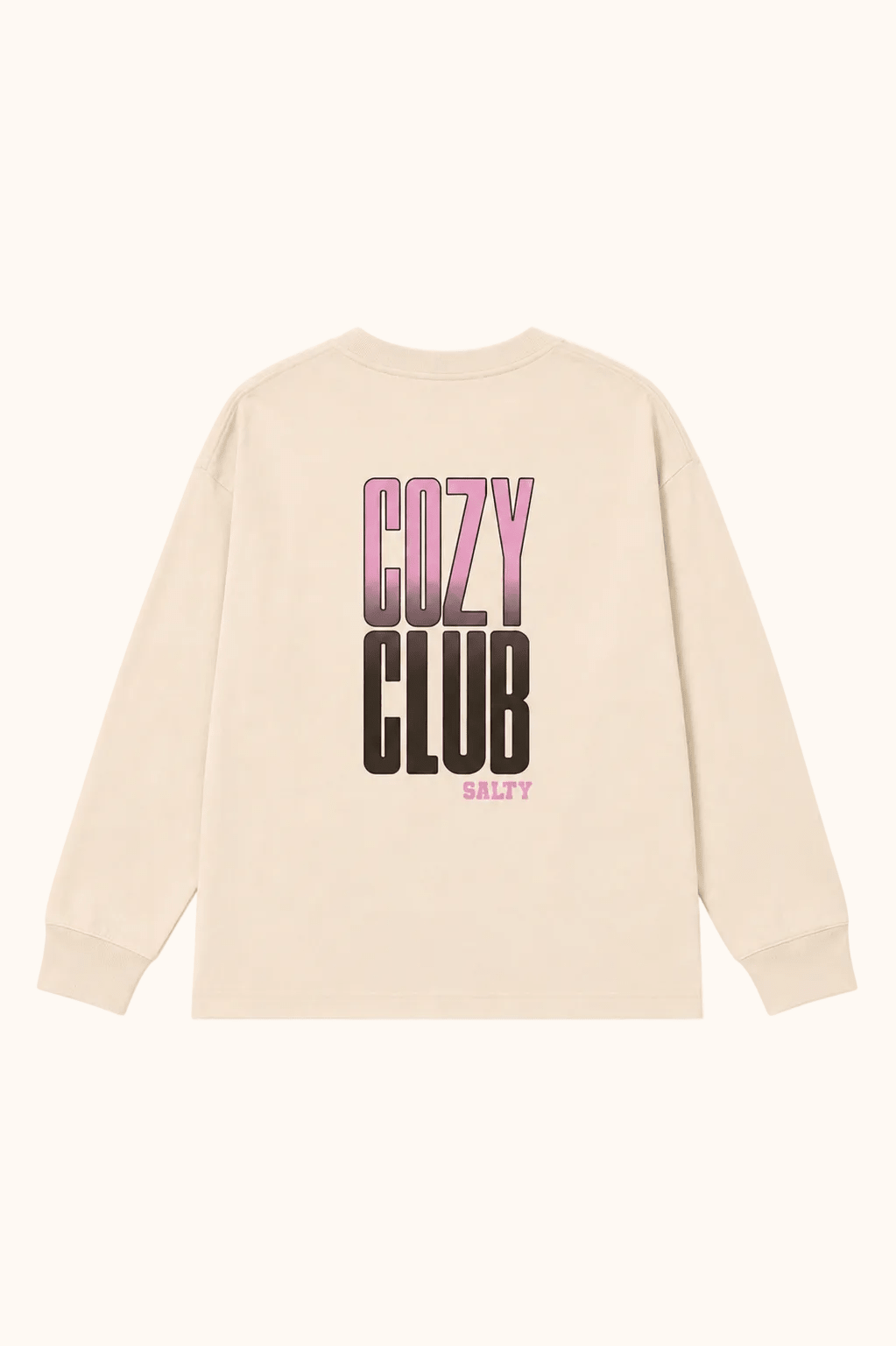 Salty Skater Tee Cozy Teddy Beige mit Cozy Club Rückenprint von Salty Stitch