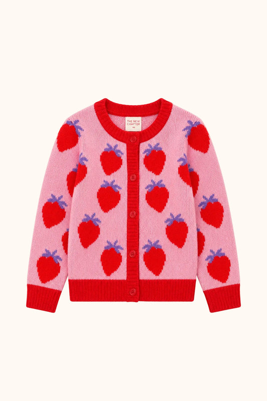 The New Chapter Jhené Strickjacke Mars Red in Rot und Pink Vorderansicht
