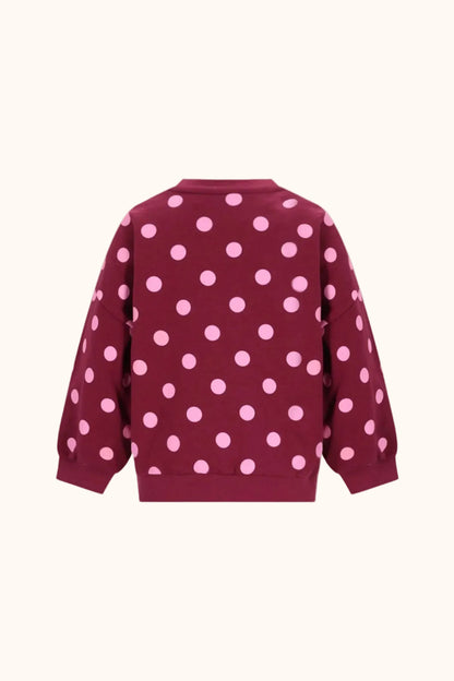 Bordeaux Kinder Sweater mit rosa Punkten von The New Chapter