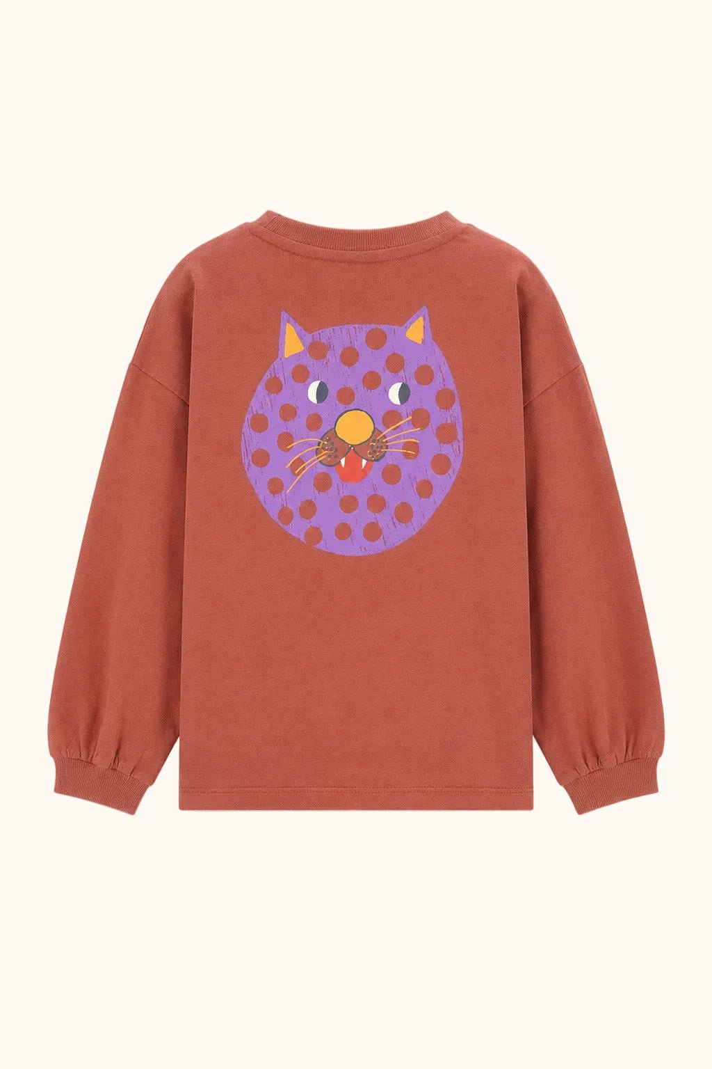 Mattie Longsleeve Rustic Brown met kleurrijke print op de achterkant van The New Chapter