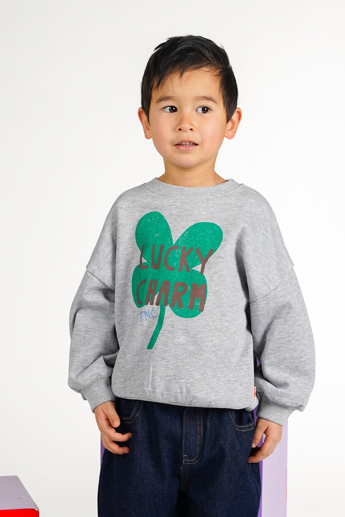 The New Chapter Billie Sweater Lucky Charm Grau getragen