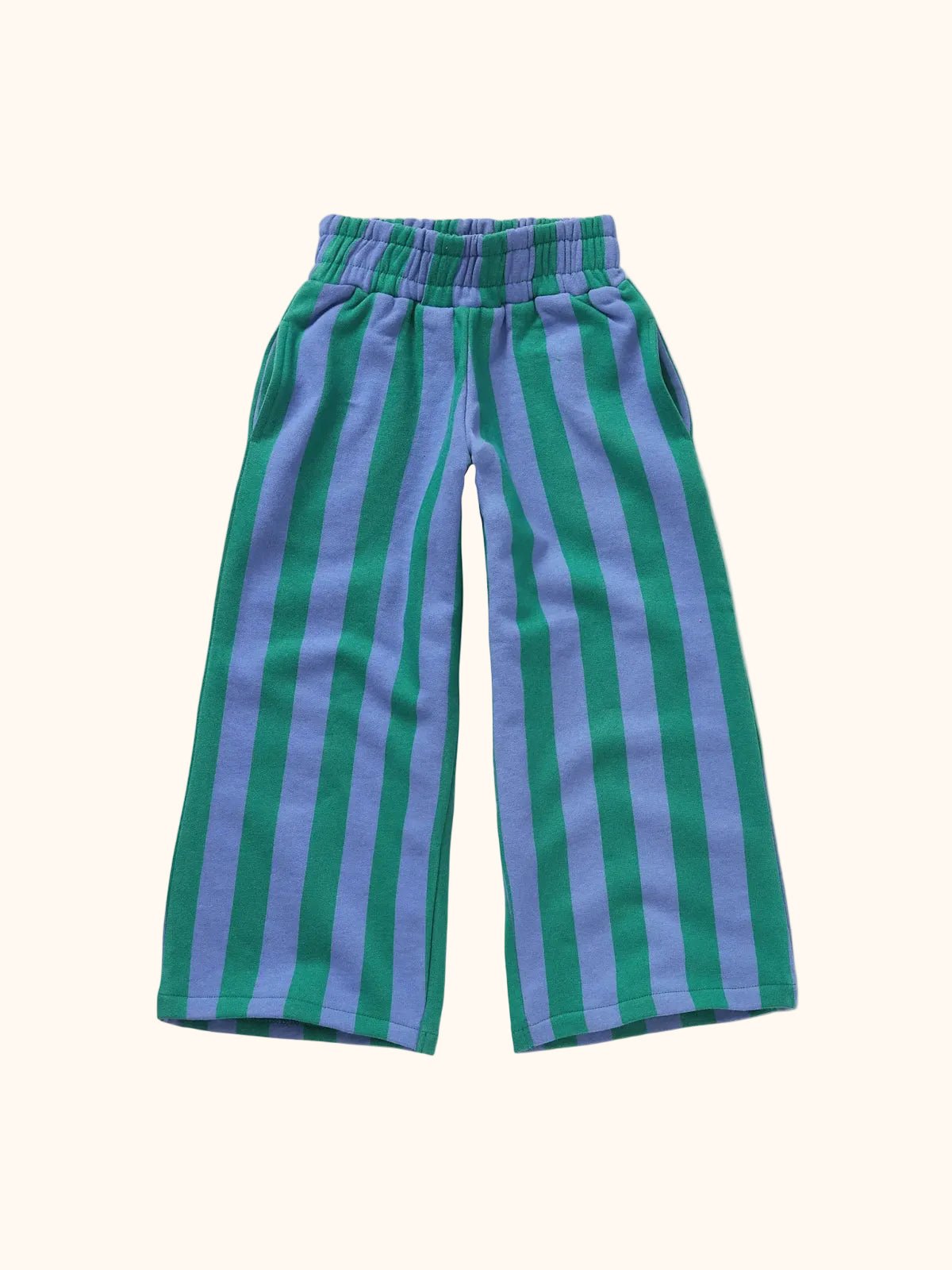 Weite grün lila gestreifte Kinderhose von Sproet & Sprout