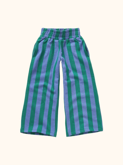Weite grün lila gestreifte Kinderhose von Sproet & Sprout