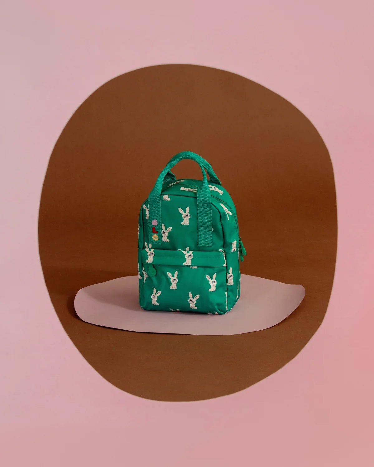 Backpack by Ole in green with rabbit motif