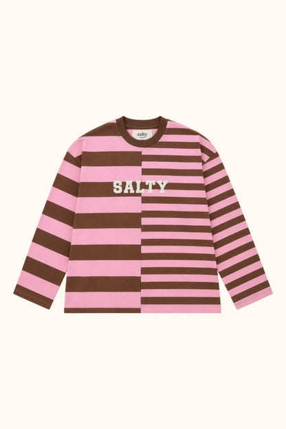 Long sleeve top by Salty with stripes, front view by Salty Stitch