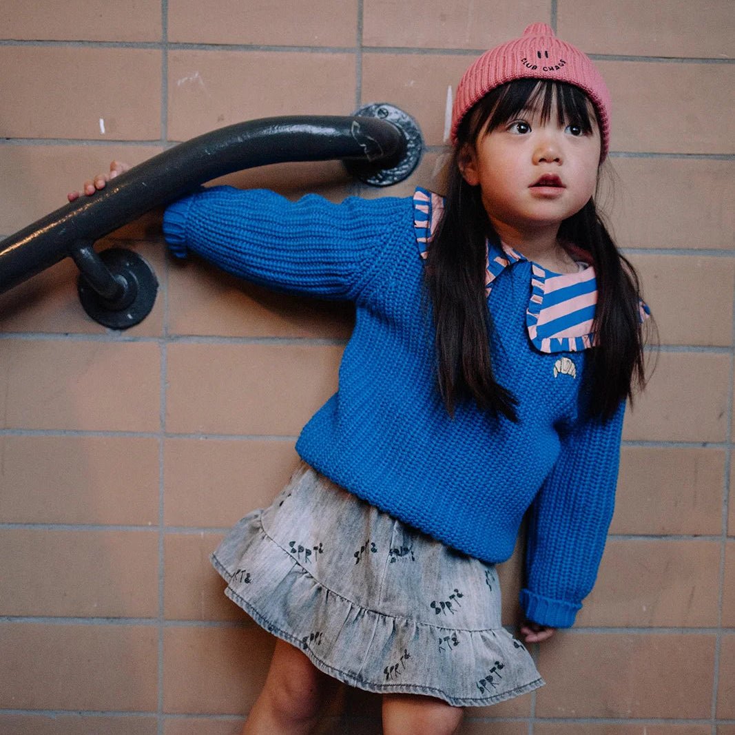 Blauer Zopfmuster Pullover von Sproet & Sprout als bunter Kinderlook