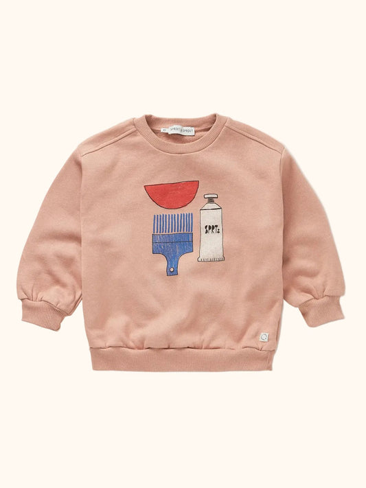 Kinder Sweatshirt in Praline mit verspielter Illustration von Sproet & Sprout