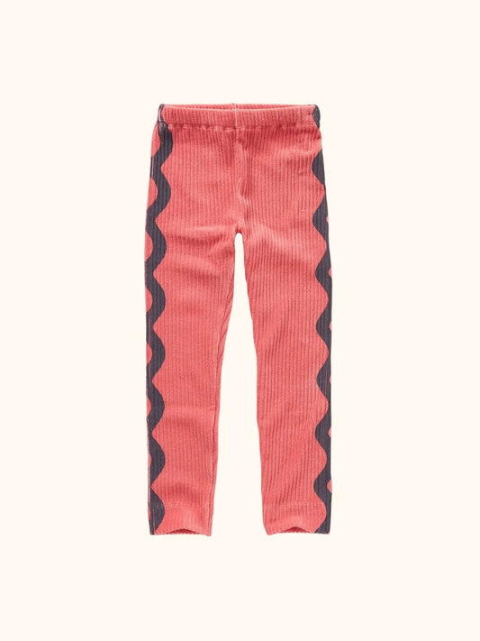 Rosa Kinder Leggings mit schwarzem Wellenmuster von Sproet & Sprout