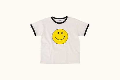 T shirt by BBOBBIE in yellow and white with smiley print