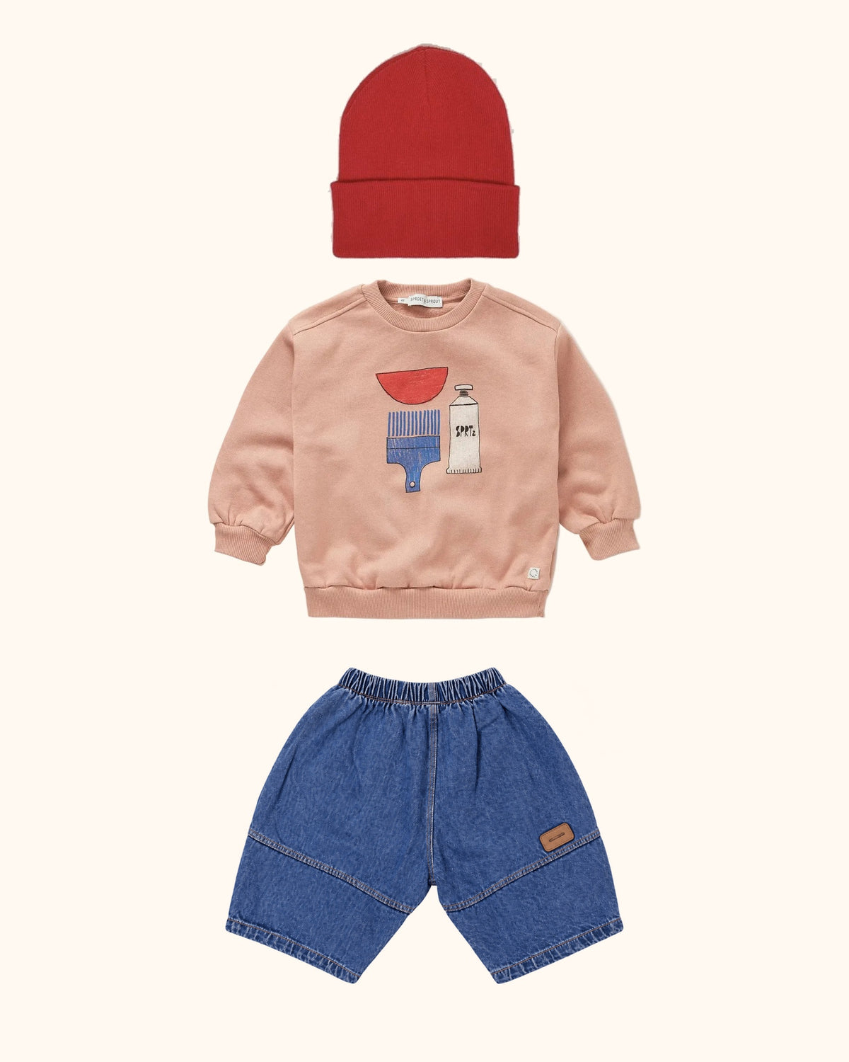 Kit Light Denim Baby Look – originale Produkte auf einheitlichem Hintergrund