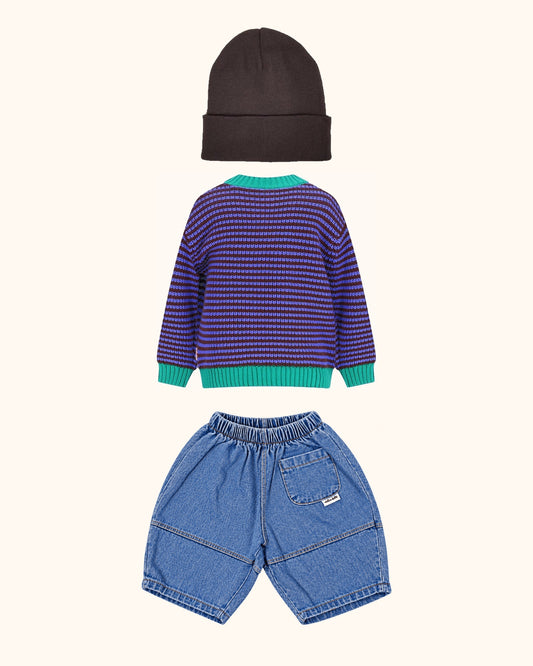 Jamie Denim Baby Look – originale Produkte auf einheitlichem Hintergrund