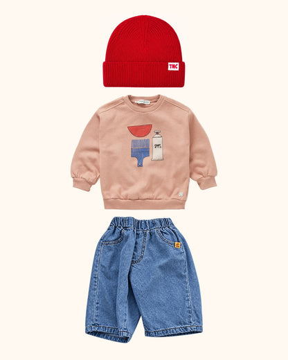 Kit Denim Cherry Kids Look – originale Produkte auf einheitlichem Hintergrund