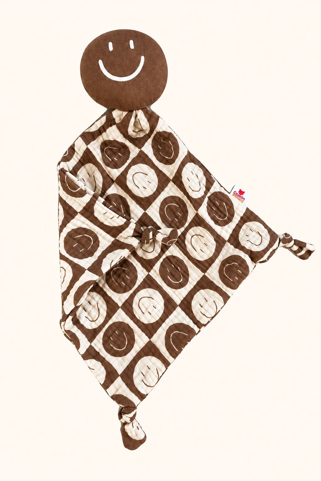 Braunes Smiley Kuscheltuch von Colori Ribelle