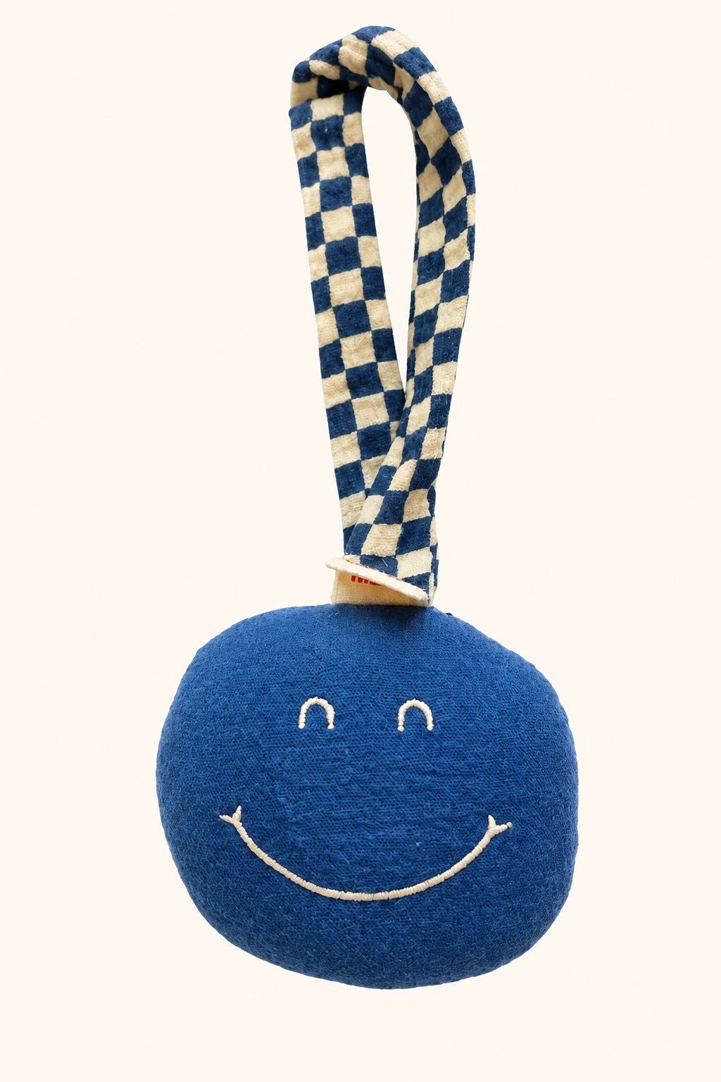 Blue smiley pacifier clip by Colori Ribelle