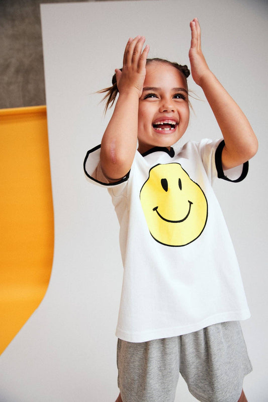 BBOBBIE Smiley T Shirt Weiß für Kinder mit Retro Fit