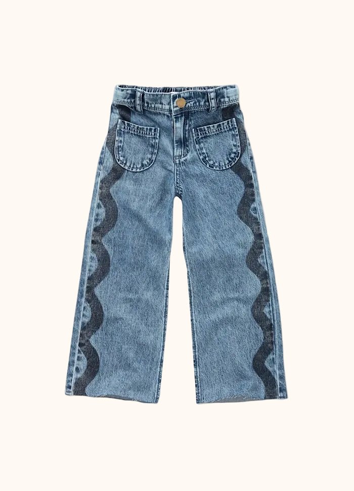 Sproet & Sprout Girls Straight Denim kinderjeans met golfprint