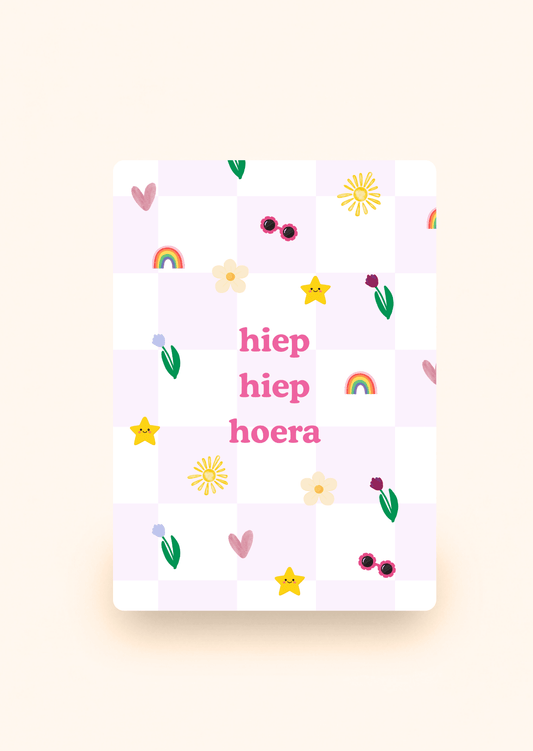 Greeting card reading Hiep hiep hoera by Kaartcreaties