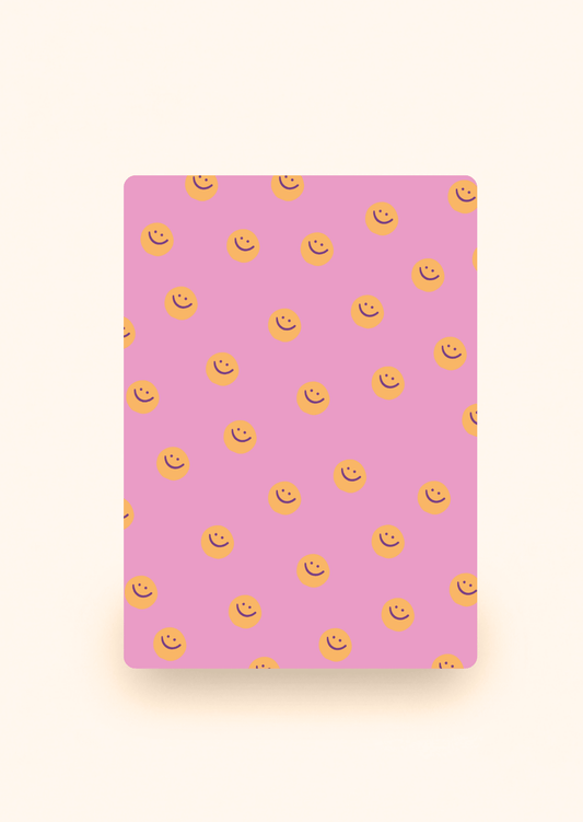 Pink greeting card with smileys by Kaartcreaties