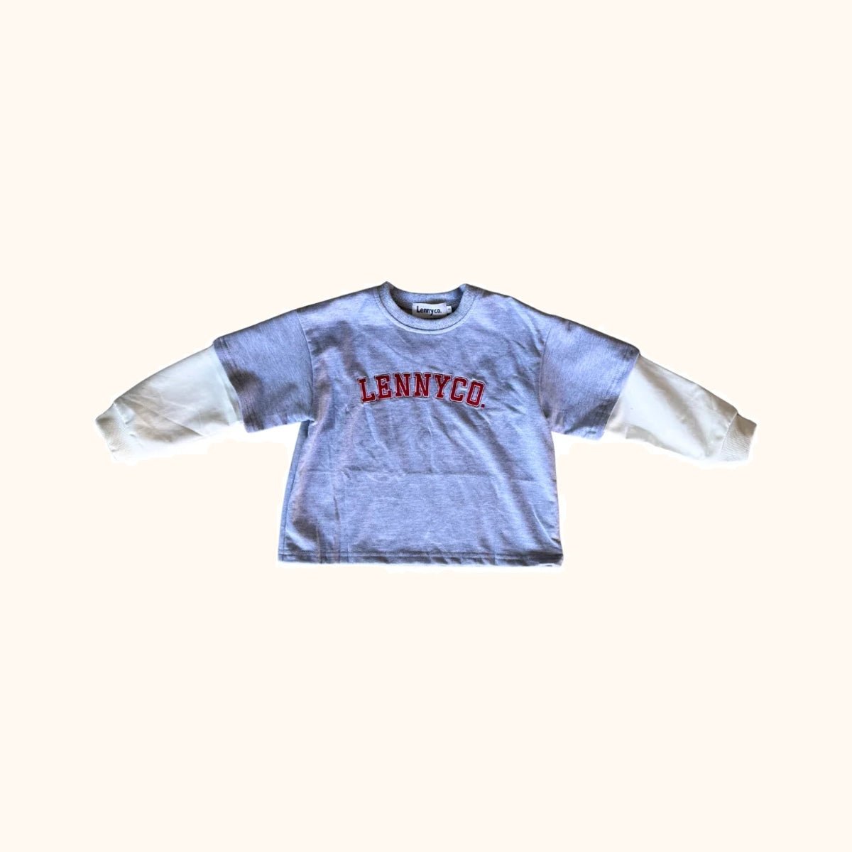 Graues Layered Longsleeve mit weißen Ärmeln von Lennyco