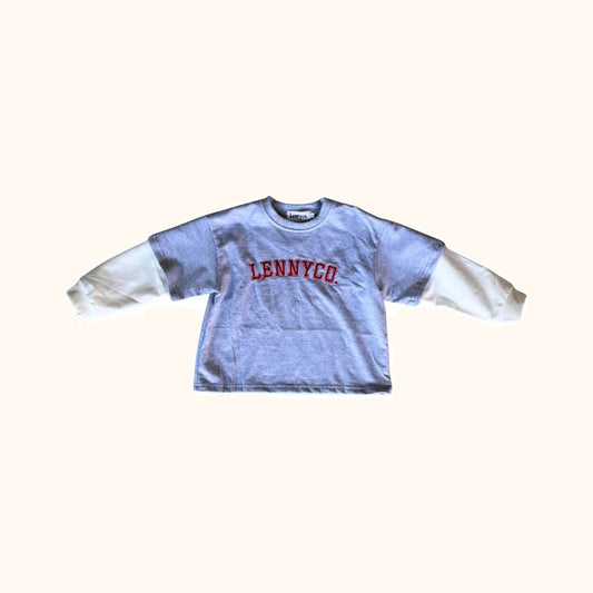 Grijs layered shirt met lange witte mouwen van Lennyco