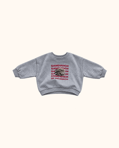 Graues Snack Club Baby Sweatshirt mit Sandwich Motiv von Black Bean