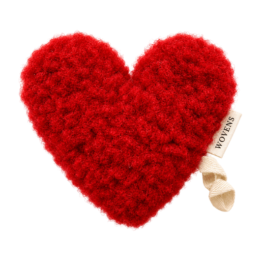 pacifier clip by We Are Wovens in red with hearts