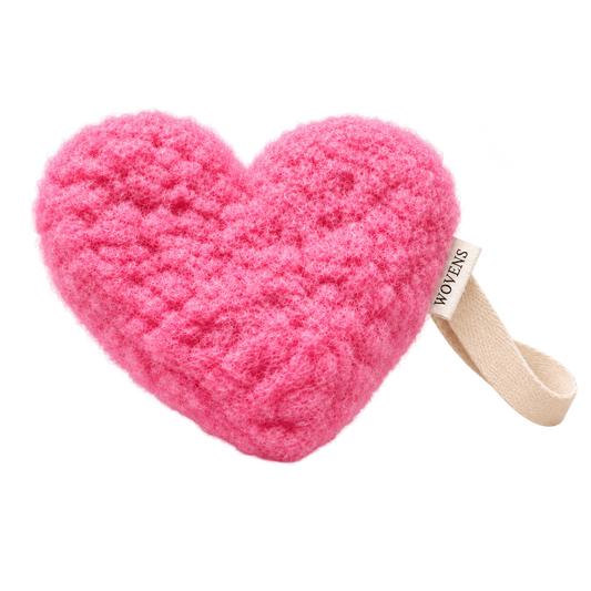 pacifier clip by We Are Wovens in pink with hearts